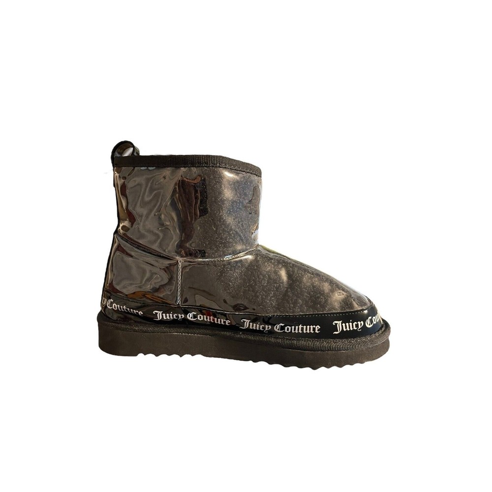 Juicy Couture Klash Bootie Boots Black/Clear Women's Size 8- Logo